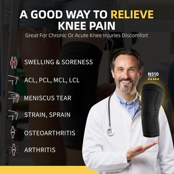 CAMBIVO Black Compression Sleeve  Knee Brace - Picture 9 of 11